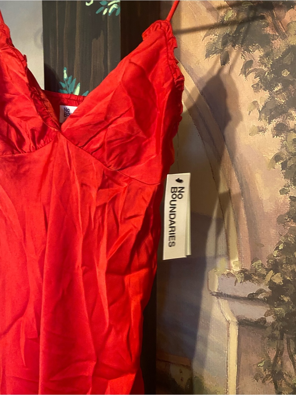 Red slip dress with bow accents - Picture 5 of 7